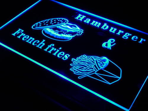 Hamburger French Fries Fast Food Neon Light Sign